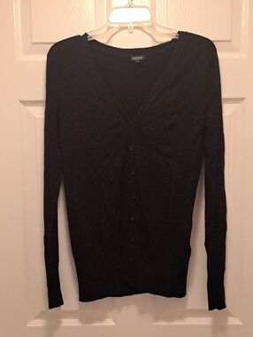Bogari Women's Black V-Neck Button-Front Cardigan